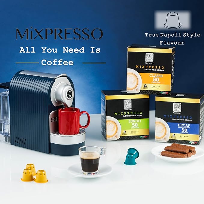 Mixpresso Blue Espresso Machine for Nespresso Compatible Capsule, Single Serve Coffee Maker Programmable for Espresso Pods, Premium Italian 19 Bar High Pressure Pump 27oz, 1400w Capsule Coffee Maker