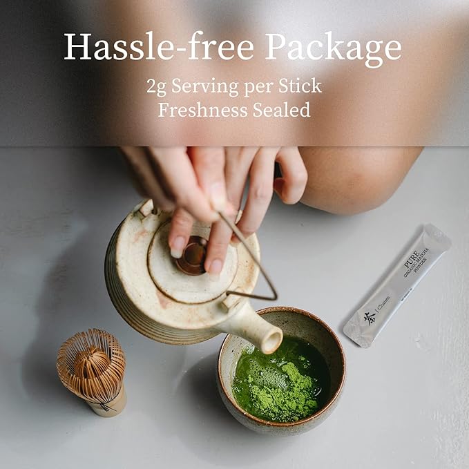 Chaism Ceremonial Grade Matcha Green Tea Powder - 20 Single Serve Packets, Premium First Harvest USDA Organic Gluten-Free Vegan, 100% Pure (20 Packets)