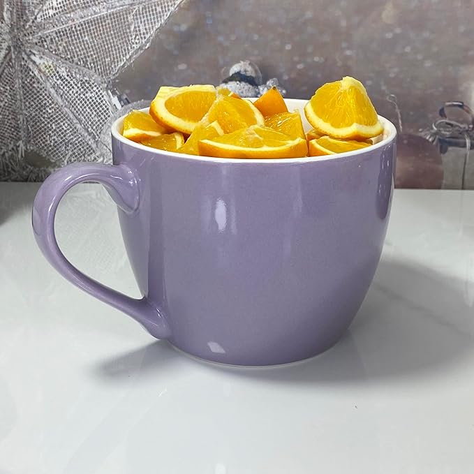 MECOWON 30 OZ Porcelain Coffee Mugs, Set of 2 Large Mugs for Soup, Cereal and Salad (Purple)