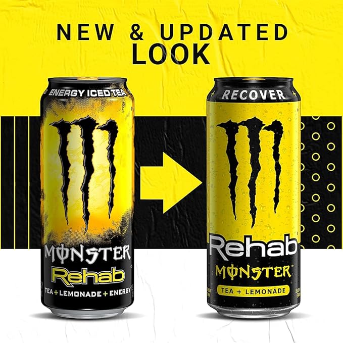 Monster Rehab Energy Drink, Tea Plus Lemonade, (Pack of 12)