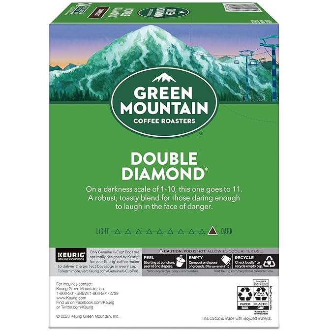 Green Mountain Coffee Roasters Double Diamond, Single-Serve Keurig K-Cup Pods, Dark Roast Coffee Pods, 96 Count