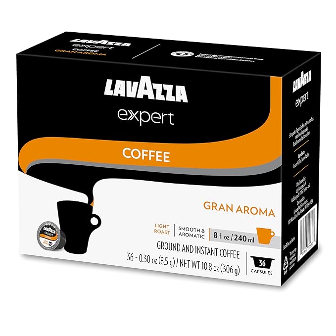 Lavazza Expert Gran Aroma Coffee Capsules, Light Roast, 100% Arabica, Compatible with Lavazza Classy Plus Machine (36 Capsules)