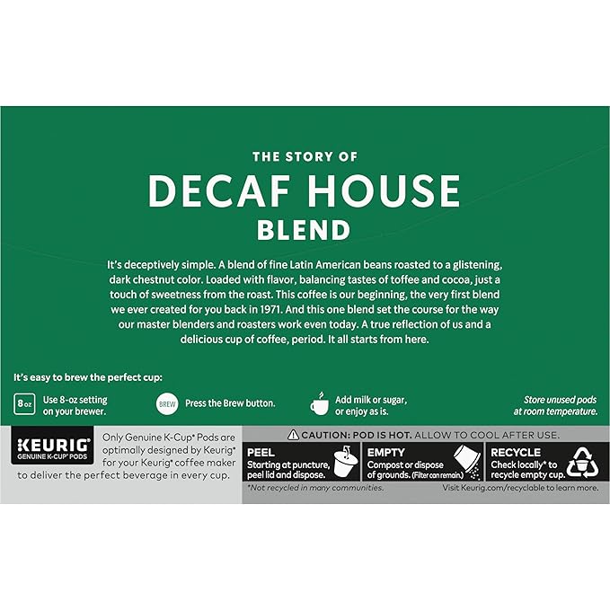 Starbucks Decaf K-Cup Coffee Pods — House Blend for Keurig Brewers — 6 boxes (60 pods total)