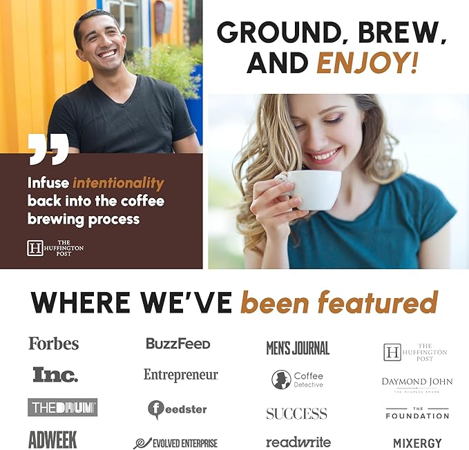 JavaPresse Manual Stainless Steel Coffee Grinder - 18 Adjustable Settings, Portable Conical Burr Grinder for Camping, Travel, Espresso - With Hand Crank