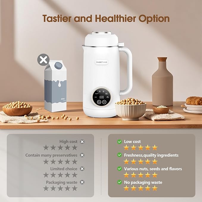 7 in 1 Nut Milk Maker Machine 28oz Automatic Almond Milk Maker for Homemade Coconut, Oat, Soy, Plant-Based Milk, Juice with 18H Delay Start/6H Keep Warm/Self Cleaning