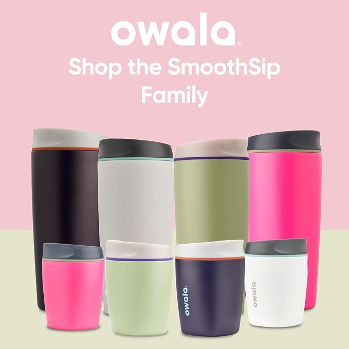 Owala SmoothSip Insulated Stainless Steel Coffee Tumbler, Reusable Iced Coffee Cup, Hot Coffee Travel Mug, BPA Free 20 oz, Gray (Cloudscape)