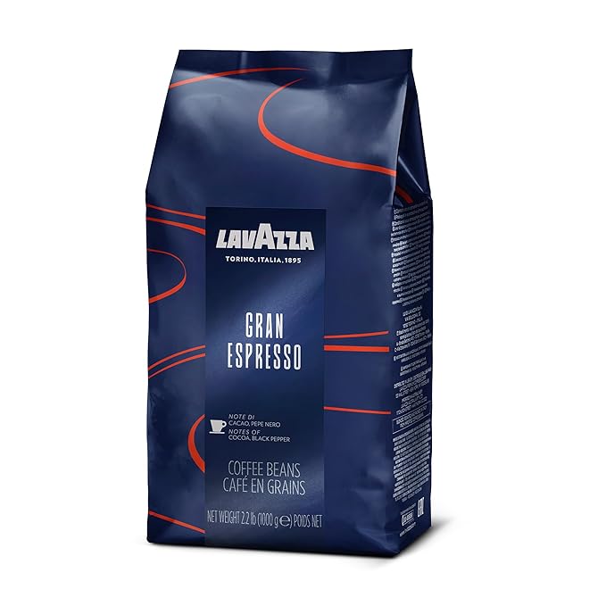 Lavazza Gran Espresso Whole Bean Coffee Blend, Medium Espresso Roast, Bag 2.2 LB (Pack of 1), Balanced and rich flavor with notes of cocoa