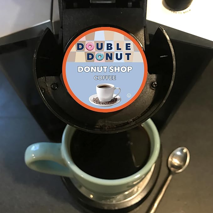 Double Donut Donut Shop Flavored Coffee Pods,Medium Roast Coffee, Compatible with Keurig K Cups Brewers, 72 Count Value Pack