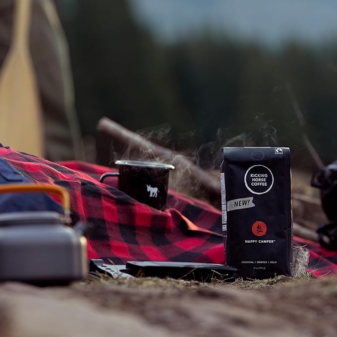 Kicking Horse Happy Camper Whole Bean Coffee, 10 Ounce - Certified Organic, Fairtrade, Kosher Coffee