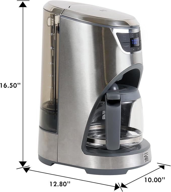 Kenmore Elite Drip Coffee Maker - 12 Cup Programmable Cafe Machine With Glass Pot, Regular & Bold Brew, Auto Shut Off Large Water Reservoir, Reusable Filter, Kitchen Appliances