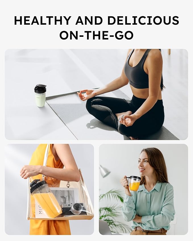 Sangcon 1000W Smoothie Blender for Kitchen, Blenders for Smoothies with (3) Cups (2) Spout Covers (1) Storage Cap (1) To-Go Cap, Portable Blender for Shakes, Ice Crushing, Frozen Drinks, Spices