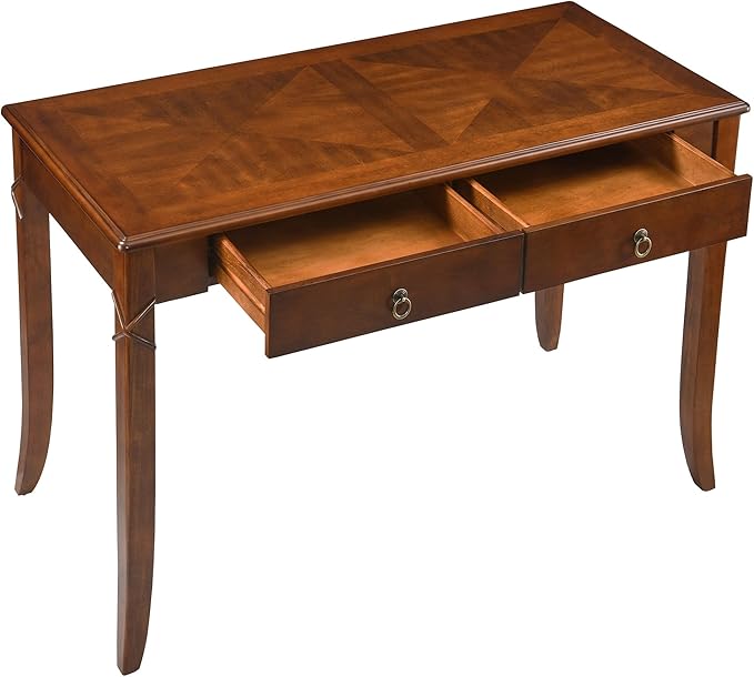 PADMA HOUSE Solid Wood Console Table with 2 Drawers, 46" L Tradional Sofa Table with Dual Hourglass Tabletop, Large Secretary Desk Entry Table for Home Office, 46.06 * 21.65 * 30.91in