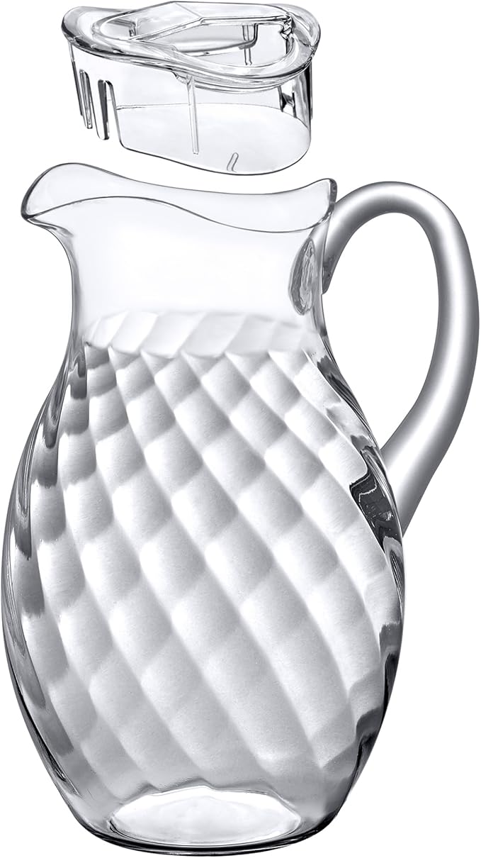 Amazing Abby - Bubbly Whirly Grand - Plastic Pitcher (96 oz, 3 Quart), Clear Water Pitcher with Lid, Fridge Jug, BPA-Free, Shatter-Proof, Great for Iced Tea, Sangria, Lemonade, Juice, Milk, and More