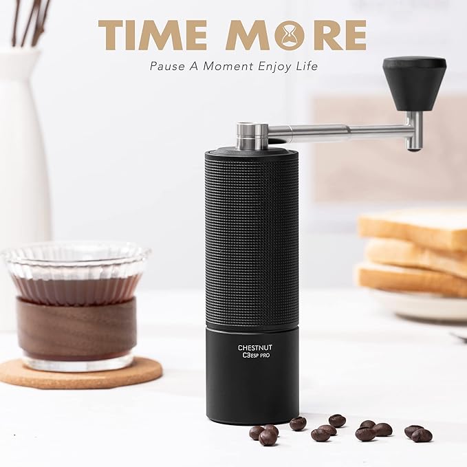 TIMEMORE Manual Coffee Grinder Chestnut C3 ESP Pro, Hand Coffee Grinder, Stainless Steel S2C Conical Burr Coffee Grinder with Foldable Handle, Adjustable Grind Setting for Espresso - Black