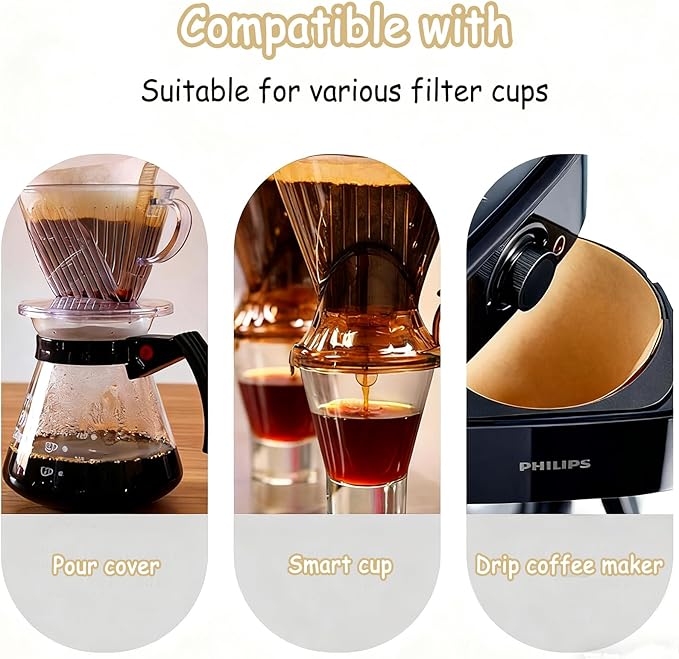 #4 Coffee Filters 04 Cone Paper 100 Count 8-12 Cups Coffee Filter Unbleached Disposable Paper Fits for Ninja, Drip and Pour Over Coffee Maker