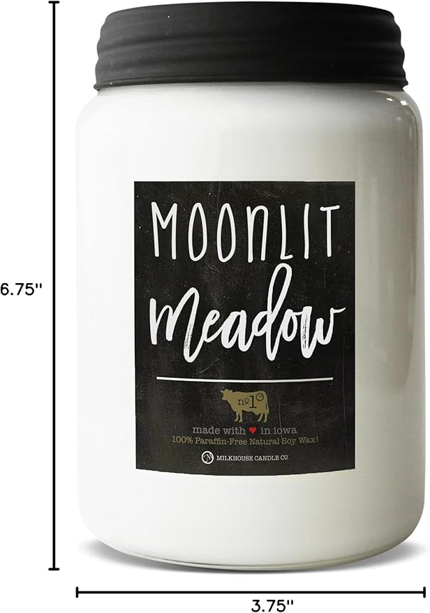 Milkhouse Candle Company, Moonlit Meadow, Farmhouse Collection, Scented Soy Candle, Mason Jar Candle, 26 Ounce