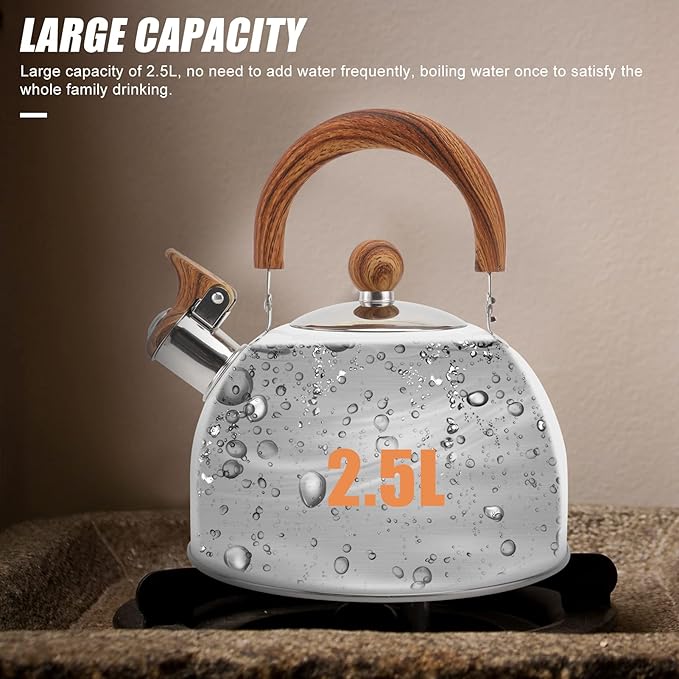 Cabilock 1pc White Whistle Kettle Home Kitchen Water Boiling Teakettle with Handle for Gas and Induction Cookers Reliable and Water Kettle for Everyday Use