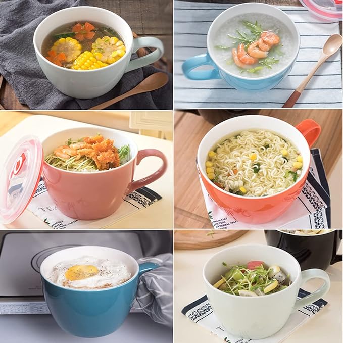 MECOWON 30 OZ Porcelain Coffee Mugs, Set of 2 Large Mugs for Soup, Cereal and Salad (Turquoise)