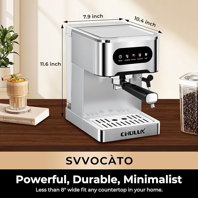 CHULUX Svvocàto Hot & Cool Espresso Machine, 20 Bar Italian Pump, Professional Coffee Machine for Home Latte Cappuccino Espresso Maker, Full Color Touch Panel
