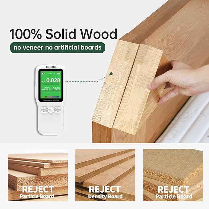 100% Solid Oak Wood Coffee Table Set, Round Coffee Table Combo Side Table w/Solid Wood Legs, Mid Century Table Sturdy Tables for Bedroom Balcony Living Room (Natural, Small-Medium Combo)