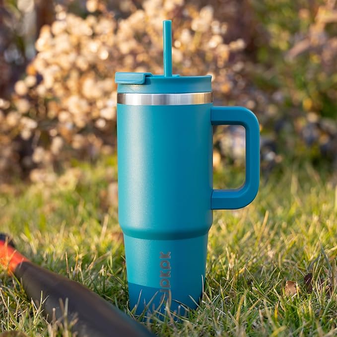 BJPKPK Tumbler With Handle 40 oz Stainless Steel Insulated Tumbler With Lid And Straw For Water Or Ice Coffee,Lavender Green