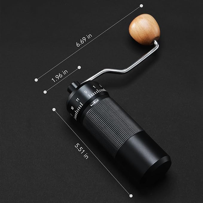 Manual Coffee Grinder by Suvykep — 6 Star Coffee Grinder Manual with 25g Capacity, CNC Stainless Steel Espresso Grinder with 55 Grind Settings — For Espresso, French Press, Pour Over (Black)