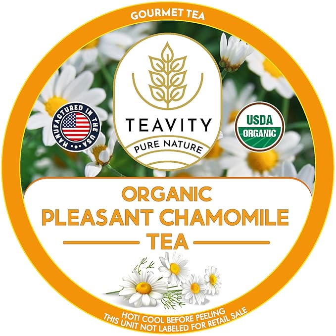 Organic Chamomile Tea Pods for Keurig - Decaf Tea Pods - Pleasant Chamomile by Teavity (36 Tea Pod)