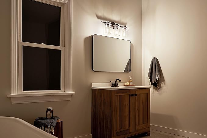 KICHLER Brinley 24" 3 Light Vanity Light with Clear Glass in Olde Bronze®