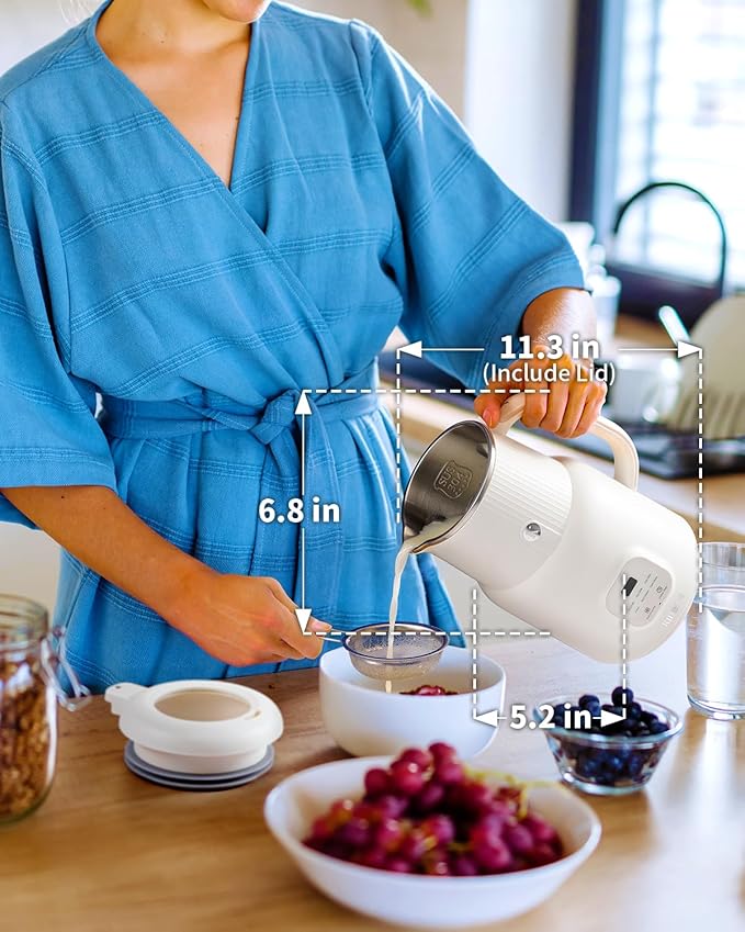6 in 1 Automatic Nut Milk Maker Blender, 20oz Homemade Coconut, Soy, Oat, Almond, Plant Based Milks and Non-Dairy Beverages with Delay Start/Keep Warm/Boil Water/Self-Cleaning, Cream