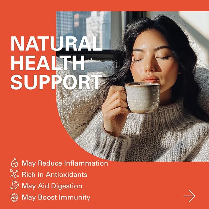 WT WEETEE Turmeric Ginger Cinnamon Tea Bags, Warm & Spicy Turmeric Ginger Herbal Blend Tea, Rich in Antioxidant, Natural Ingredients, Caffeine-free