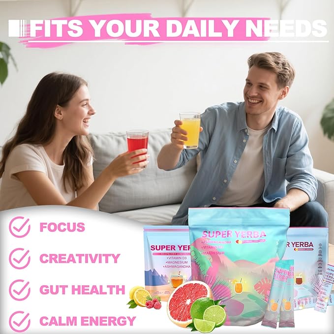 Super Yerba Mate Instant Powder Variety Pack - Citrus, Lemon & Grapefruit Flavors | 30 Servings Each | Energy Boost, Mental Clarity, Gut Health & Satiety | Prebiotics, Probiotics, Hot & Cold Brew, Portable (3pcs/set)