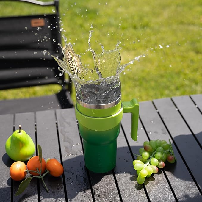 BJPKPK Tumbler With Handle 40 oz Stainless Steel Double Wall Insulated Tumbler Cups With Lid And Straw,Lavender Green