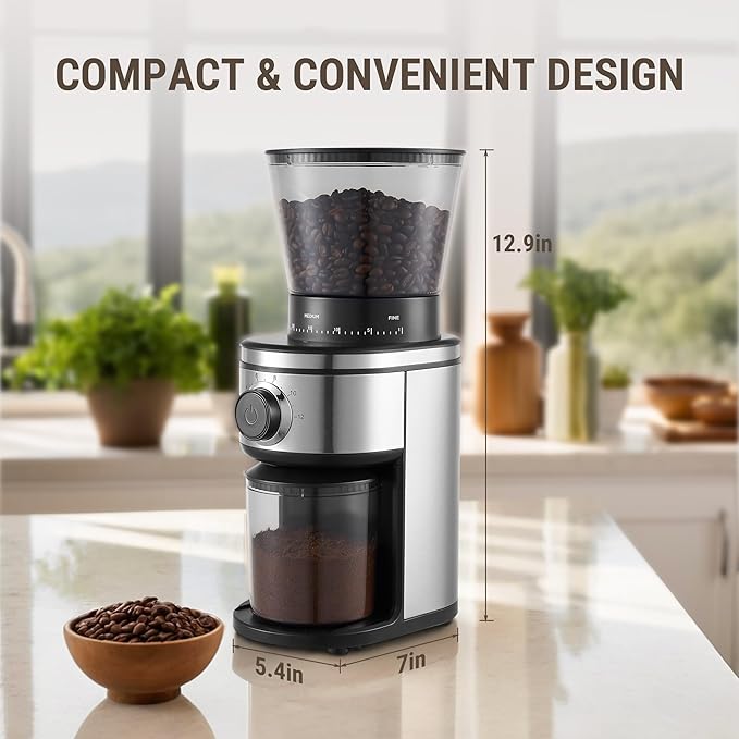 Coffee Grinder, Electric Conical Burr Grinder with 30 Grind Settings for 2-12 Cups, Adjustable Burr Mill for Home Use
