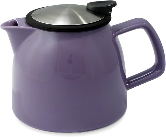 FORLIFE Bell Ceramic Teapot with Basket Infuser, 26-Ounce/770ml, Purple