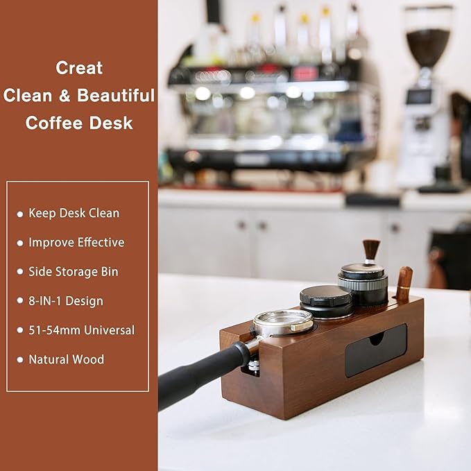54mm Espresso Tamping Station - 8 in 1 Espresso Tamp Station and Coffee Organizer for Storage 51/53/54mm Portafilter Tamper Distributor Puck Screen Accessories