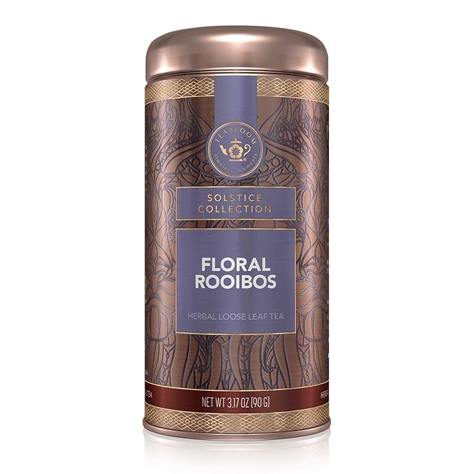 Teabloom Herbal Tea, Floral Rooibos Loose Leaf Tea, Rooibos Blend with Floral Flavors and Scent, Kosher Certified, 3.17 oz/90 g Canister Makes 35-50 Cups