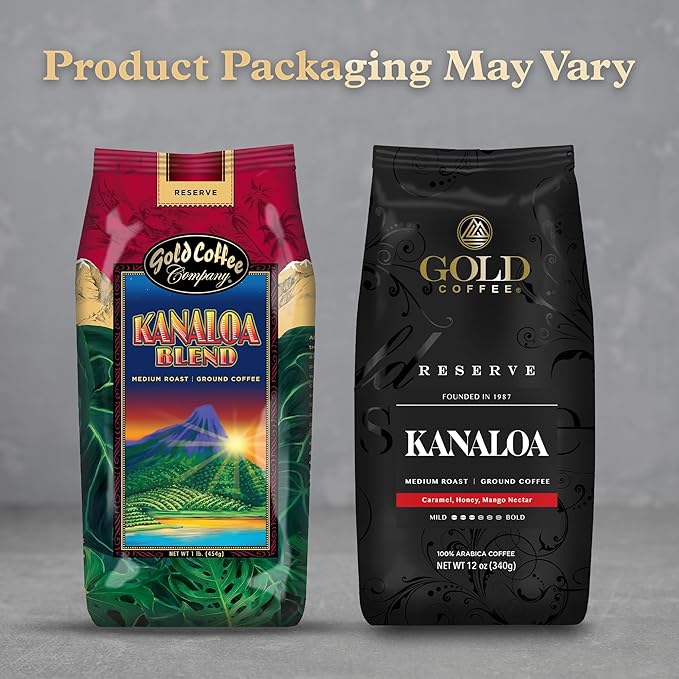 Gold Coffee | Kanaloa Premium House Blend, Medium Roast, Ground |100% Arabica Coffee, 12 Oz