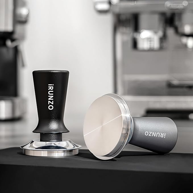 53mm Coffee Espresso Tamper,Premium Barista Coffee Press with Calibrated Spring Loaded WDT Tool,100% Stainless Steel Flat Base Tamper for Espresso Coffee Machine Fits