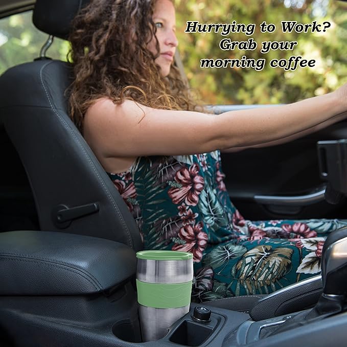 Mixpresso Green Personal Single Serve Coffee Maker with 14oz Travel Mug, Drip Small Coffee Maker with Auto Shut Off, Reusable Filter, Works with Ground Coffee Only – Not for K-Cup Pods