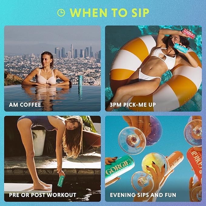 GORGIE Sugar Free Natural Energy Drinks, Sparkling Paradise Punch (12 Pack) - Healthy Energy Drinks - Natural Coffee Replacement with Green Tea Caffeine and Biotin - 150mg Caffeine, Vegan, Low Calorie