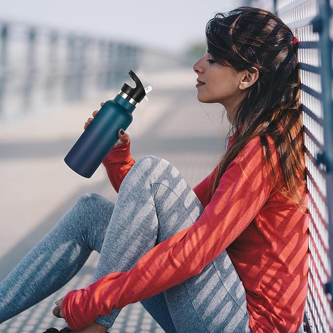 Volhoply 17oz Insulated Water Bottle Bulk 8 Pack,Stainless Steel Kids Water Bottles with Straw Lid,Double Wall Vacuum Metal Water Flask,Reusable Sports School Keep Cold (Eight Color,8 Set)