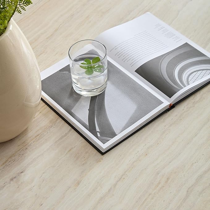 Faux Rock Coffee Table,Drum Coffee Table Fiberglass Square Tea Table for Living Room, Accent Imitation Stone Central Table No Need Assembly, Beige White