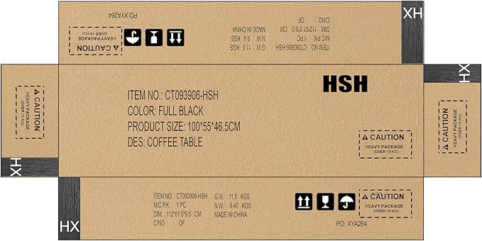 HSH Black Modern Coffee Table, Rustic Wood and Metal Center Table, Farmhouse Simple Living Room Coffee Tables, Industrial Minimalist Wooden Tea Coffee Table for Bedroom Home Office, Black Oak, 39 in