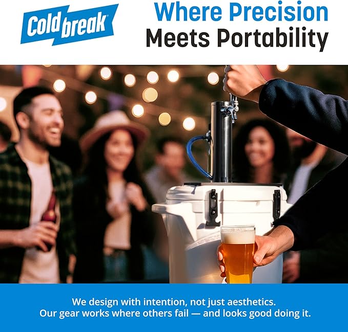Coldbreak ColdOne Non-Electric Portable Kegerator, 2 Gallon Refillable Keg for Craft Beverages, CO2 Regulator with Stainless Steel Parts, Easy to Fill and Clean, Cold for 5 Days, Made in USA