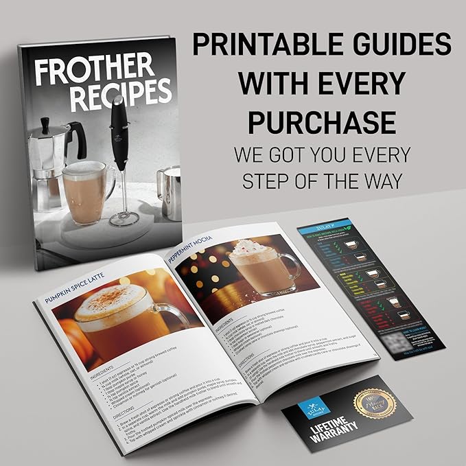 Zulay Kitchen FrothMate Powerful Milk Frother Portable & Compact Handheld Foam Maker Lattes, Cappuccinos