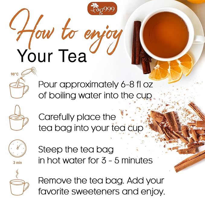TOG999, Premium 30 Tea Bags - Special Cinnamon Tea, 100% Natural & Pure, Herbal Tea. Cinnamon Stick Herbal Spice