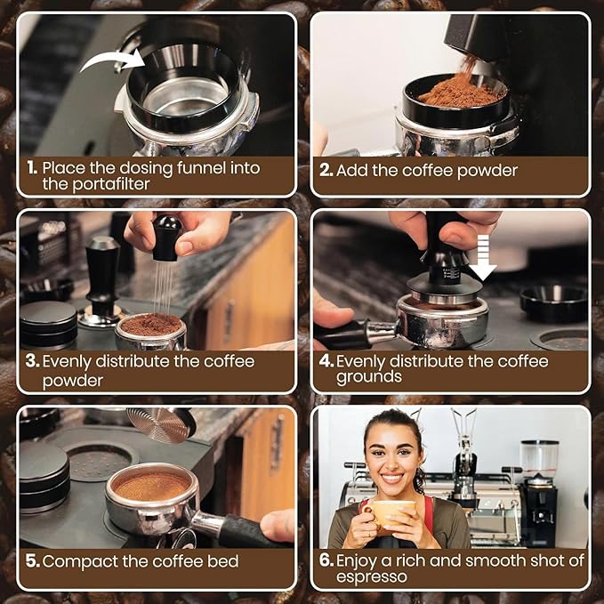 51mm Espresso Accessories Kit, Calibrated Spring Loaded Tamper, WDT Tool Espresso Machine Accessories Kit and Dosing Funnel Set, Coffee Tamper Tool and 51mm Portafilters, Barista Tools