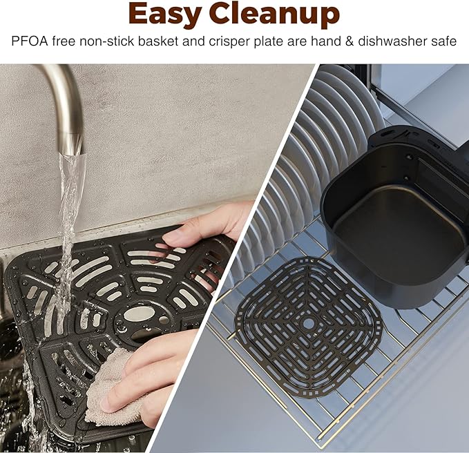 JOYAMI Air Fryer 6 QT, Air Fryer with Window, Online Recipes, 8 Cooking Functions for Air Fry, Bake, Roast, Broil & More, Nonstick Basket Dishwasher Safe, 1700W, Black