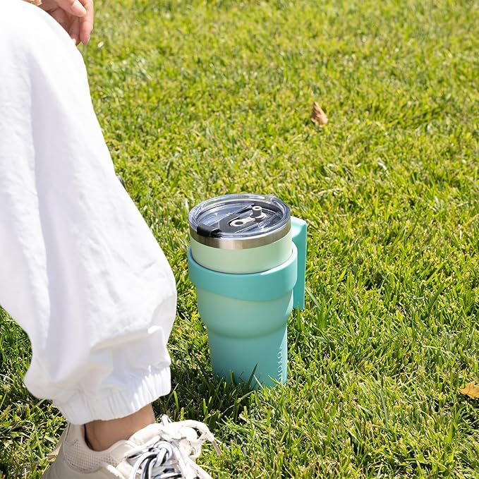 BJPKPK Tumbler With Handle And Straw Lid 10 oz Stainless Steel Insulated Coffee Tumbler Cups For Home, Office or Car,Army Green