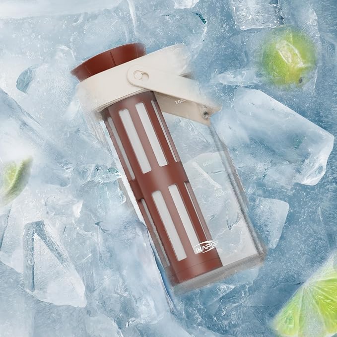 IKAPE 33.8oz Cold Brew Coffee Maker with Removable Filter, Leak-proof Spout for Iced Coffee, Tea & Flavored Drinks, Space Saving Tritan Pitcher (Brown)